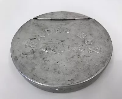 Vintage Aluminum Fly Fishing Leader Box Old Tin Embossed Fish Line Container • $24.99