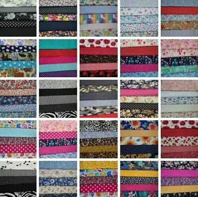 £3.55 • Buy 100% Cotton Fabric Bundles Fat Quarters Squares Craft Sewing Floral Material