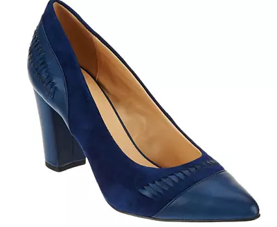 C. Wonder Leather & Suede Pumps With Woven Detail - Beatrice Navy Blue 5.5 New • $49.95