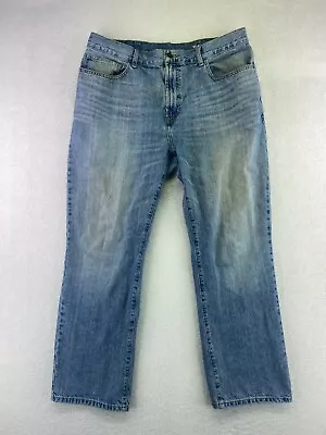 Nautica Mens Stone Washed Relaxed Fit Straight Leg Denim Blue Jeans 38x30 • $18.95