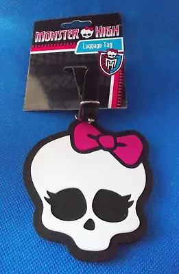 NWT!Monster High Luggage Tag /Bag Tag *ID Accessory *White Skull W/ Bow Ribbon • $14.99