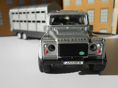 PERSONALISED PLATES LANDROVER & TRAILER Model Toy Car Birthday Gift BOXED & NEW! • £11.95