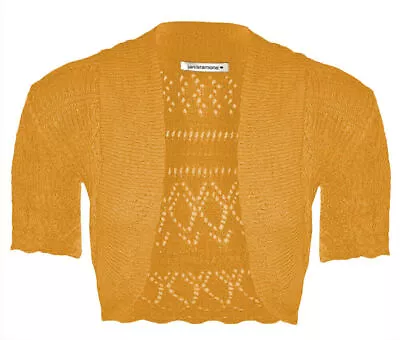 KIDS Short Sleeve Knitted Crochet Shrug Bolero Cardigan Crop Top 3-13 Year Girls • £5.99