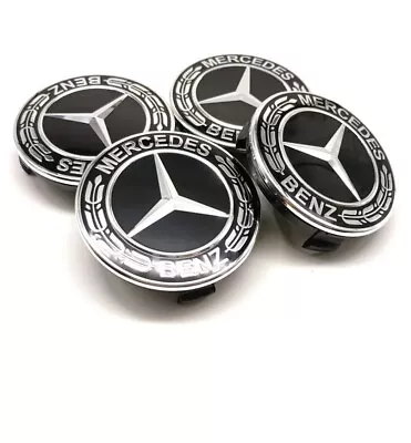 4PCS For Mercedes Benz Wheel Center Caps Emblem Black 75mm Rim Hub Cover Logo • $13.98