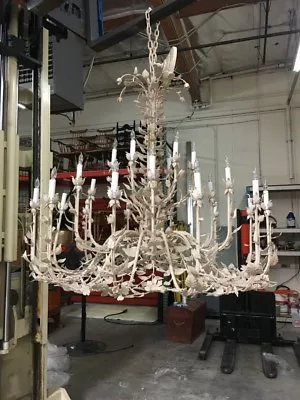 Chandelier Grand Entry Custom Made Painted Ivory Metal Flower 60  X 70  • $10995