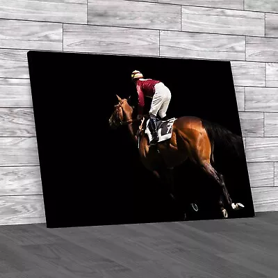 Jockey Riding Horse #7 Epic Equestrian Performance Original Canvas Print Large • £14.95