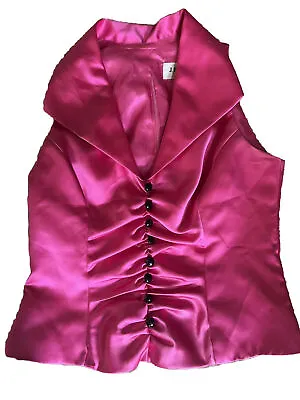 J.R. Nites By Caliendo Women's Sleeveless Hot Pink Blouse Back Zip Size 8 EUC • $16.99