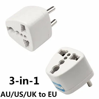 AU US UK To EU AC Power Plug Travel Adapter Outlet Converter Socket • £1.43
