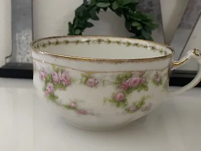 1 Antique A. Lanternier Limoges Gold Pink Roses Green Trim Cup Vintage Cup Only • $42.50