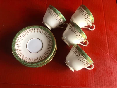 £68.81 • Buy AYNSLEY Turquoise Gold 4 Coffee Cups & 4 Saucer Set