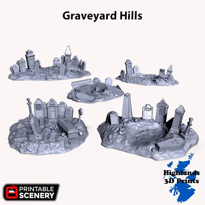 Graveyard Hills Scatter Terrain Tabletop Gaming DnD 3DPrint 32/28/20/15/10 • £6.79