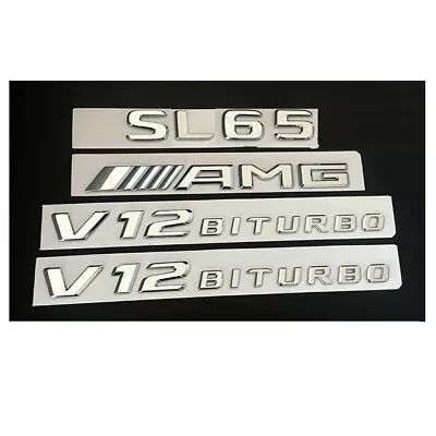 Chrome SL65 AMG V12 BITURBO Trunk Fender Badges Emblems Emblem For Mercedes Benz • $24.90