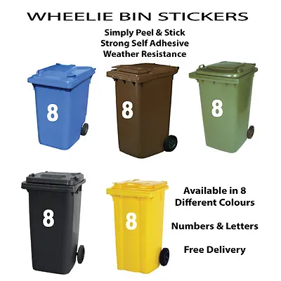 £0.99 • Buy 17.5mm Big Wheelie Bin Door House Numbers Self Adhesive Vinyl Decals Stickers