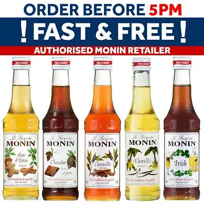 Monin Coffee And Cocktail Syrups - USED BY COSTA COFFEE 25cl 250ml Glass Bottles • £7.95