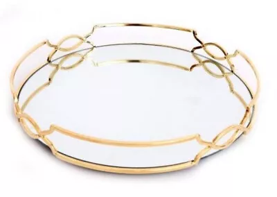 £18.99 • Buy Art Deco 30cm Gold Mirrored Candle Tray Holder Perfume Display Organiser 