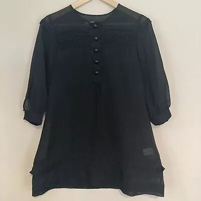 MB By Malene Birger Sheer Black Top Size 34 UK 8 • $18.66