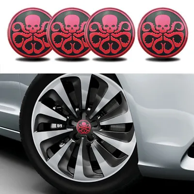 $7.64 • Buy 4pcs Red Hail Hydra Skull Badge Car Wheel Center Hub Caps Replace Emblem Sticker
