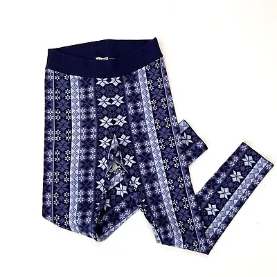 NWT Intimately Free People Sz S Winter Knit Leggings Pants Blue Fair Isle Print • $33.59
