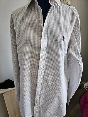 Ralph Lauren White Check Shirt Size 15.5  44  Chest • £17.99