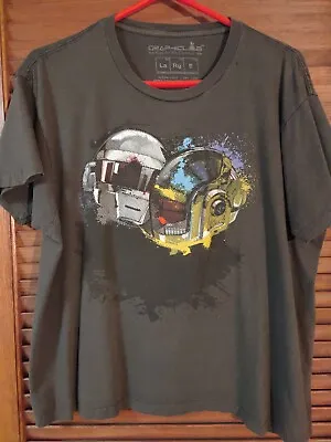 Daft Punk Robots Helmets Print Large Shirt Electronic House Disco Funk Rock  • $89