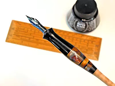 Straight Dip Pen For Calligraphy Pen & Ink Manga  Ebony Acrylic & Curly Maple • $110