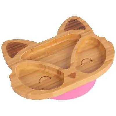 Tiny Dining Pink Fox Bamboo Baby Suction Plate Toddler Weaning Feeding Set • £14