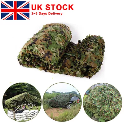 1.5~10M Large Camouflage Net Camo Netting Camping Shooting Hunting Hide Cover UK • £6.98