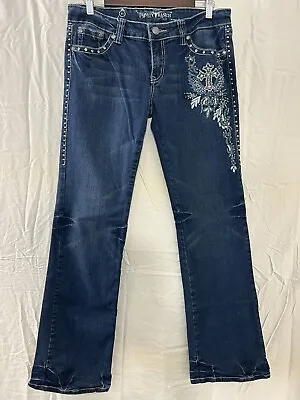 Trinity Ranch Montana West Jeans Womens 11 Low Rise Boot Flare Skinny Rhinestone • $25.99