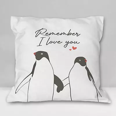 Cute Penguin Remember I Love You Soft Throw Pillow Cover Animal Penguin Decorat • $8.99