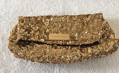 Victoria's Secret Gold Sequined Clutch/Mini Handbag Fold Over Snap 10”x 5.5” • $14.99