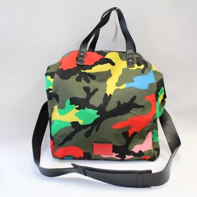 Women's VALENTINO GARAVANI Khaki Camo Multi Coloured Tote Bag NEW - L50 • £37.99