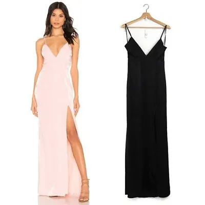 Majorelle Jackson Thigh High Slit V-Neck Slip Maxi Formal Gown Dress Black Small • $64.99