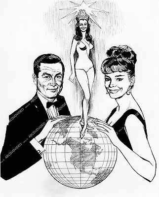 Crp-50082 1969 Caricature Bob Barker June Lockhart TV Miss Universe Beauty Page • $13.99