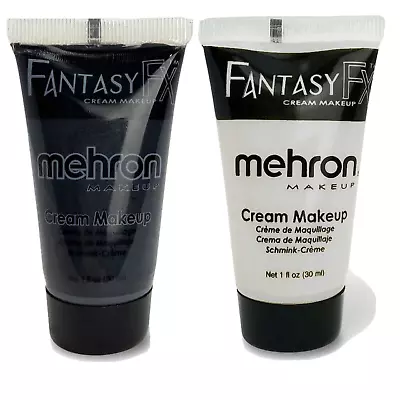 Mehron Halloween Makeup Ffx Water Base Cream _face Body Paint Set -black &white. • $12.95