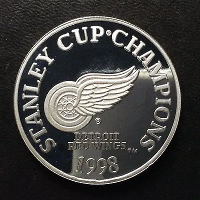 1998 Enviromint NHL Red Wings Stanley Cup Champions Silver Round A5142 • $97