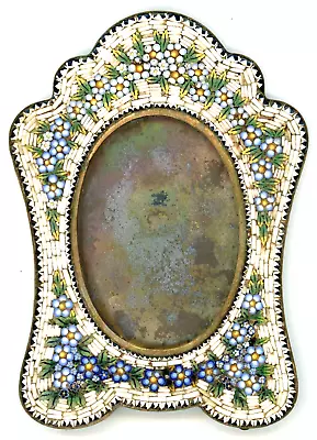Large 5.25  X 4  Tall Antique Micro Mosaic Picture Frame Italy High Relief • $245