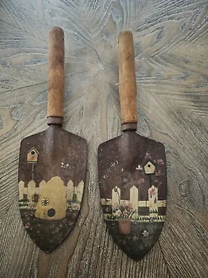 Vtg Painted Daisies Potting Gardening Hand Shovel Wooden Handle  Decor • $18