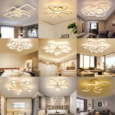 Modern LED Ceiling Lights Aluminum Acrylic Chandelier Lamp Dimmable With Remote • £52.95