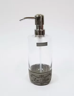 New Le Bain Glass+gray Resin Soap Lotion Dispenser+chrome Silver Pump • £37.21