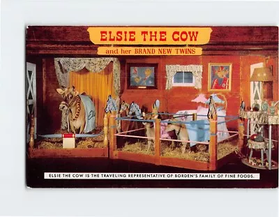 Postcard Elsie The Cow And Her Brand New Twins Borden's Family Of Fine Foods • $8.31