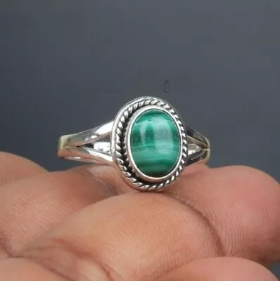 Green Malachite Ring 925 Sterling Silver Boho Ring Gift For Her Ring HM1344 • $11.17