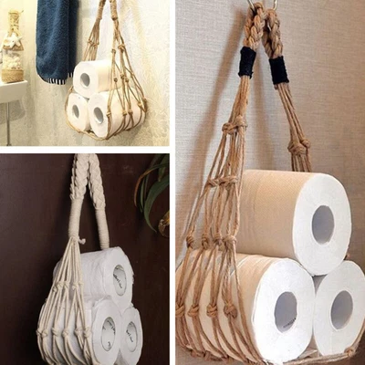 $6.59 • Buy Hanging Cotton Rope Holder For Toilet-Paper Magazine Books Holder Storage Shelf