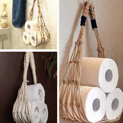 Hanging Cotton Rope Holder For Toilet-Paper Magazine Books Holder Storage Shelf • $4.92