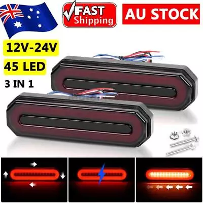 2X Tray Back Ute 45 LED Tail Lights Flowing Turn Signal Truck Trailer Rear Stop • $28.35
