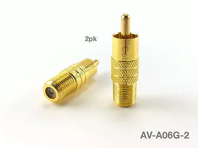 2pk Of Gold RCA Plug To F-Type Connector Jack Adapters • $5.99