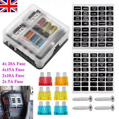 £9.59 • Buy 12V 32V Auto Car Power Distribution Board 6 Way Blade Fuse Box Block Holder UK