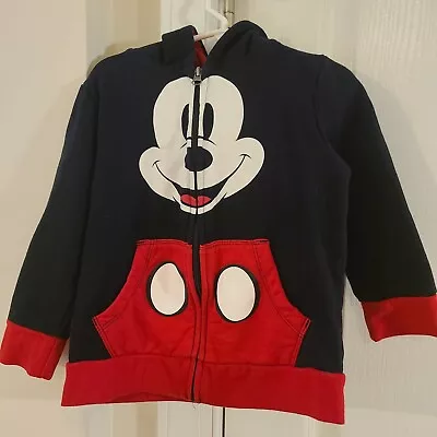 DISNEY Mickey Mouse Zip Hoodie Jacket Sz 4T Black With Ears  • $10.99