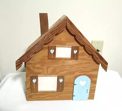 VTG Handmade Wooden County House  Blue Door Keys Storage Holder Wall Hanging Box • $148