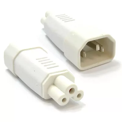 3 Pin IEC Socket C14 To Cloverleaf Plug C5 Adapter Up To 250v WHITE • £3.45