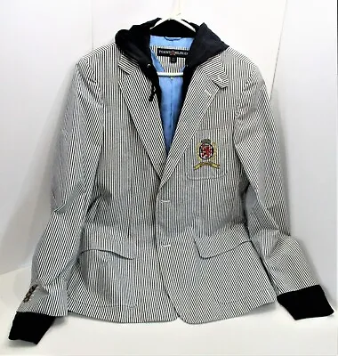 Tommy Hilfiger Men's Striped Blazer Sport Coat Wth Sewn In Hoodie Size 40 NEW • $59.95